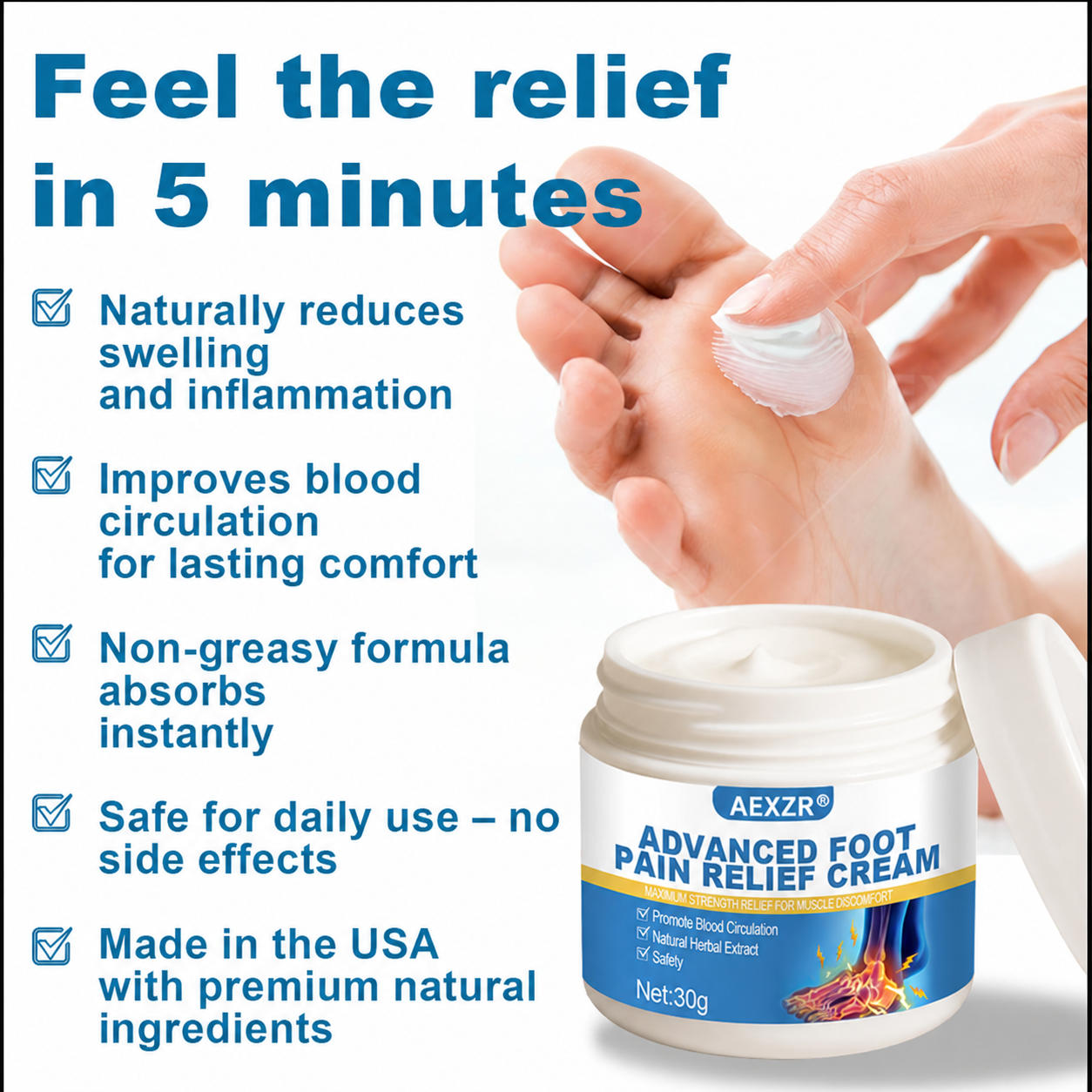 ✅⭐Official Store: AEXZR® Advanced Foot Pain Relief Cream  - Fast Relief for Burning, Tingling & Morning Heel Pain